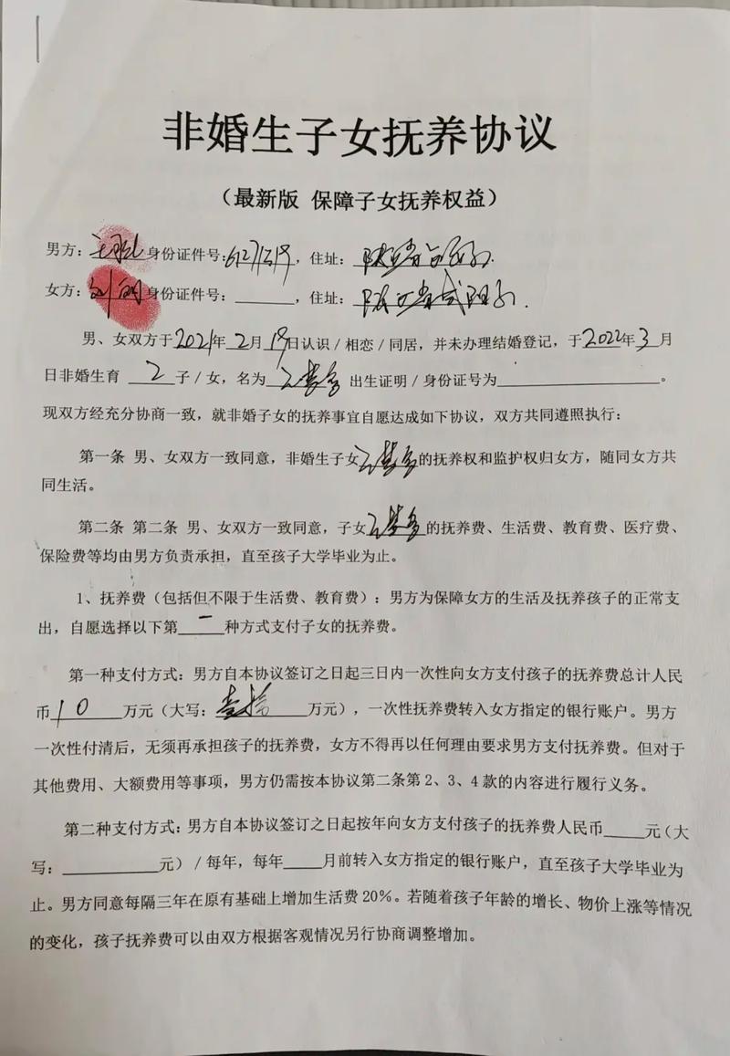 非婚生子女抚养费证据材料清单