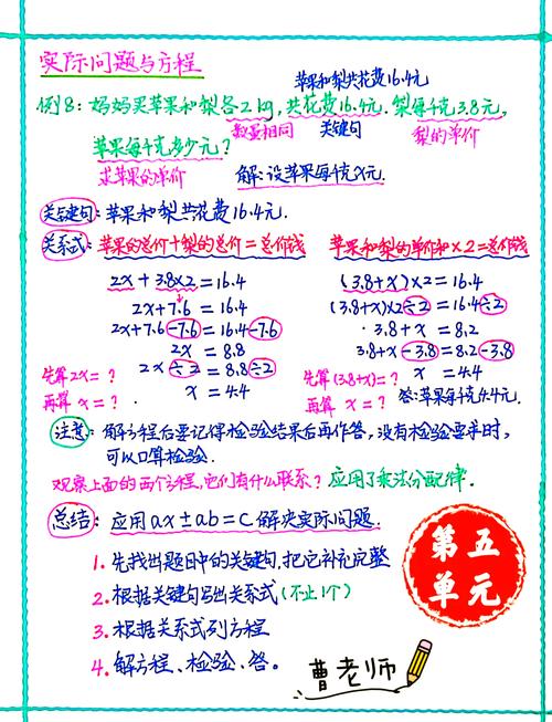小学五年级数学方程概念课堂板书