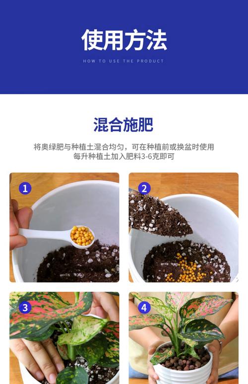 家庭绿植缓释肥埋肥操作示意图