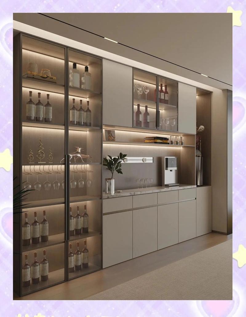 上玻璃下木门家用餐边酒柜实景图