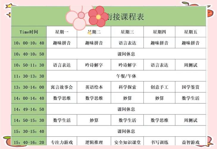 儿童兴趣班课程表密密麻麻的时间安排