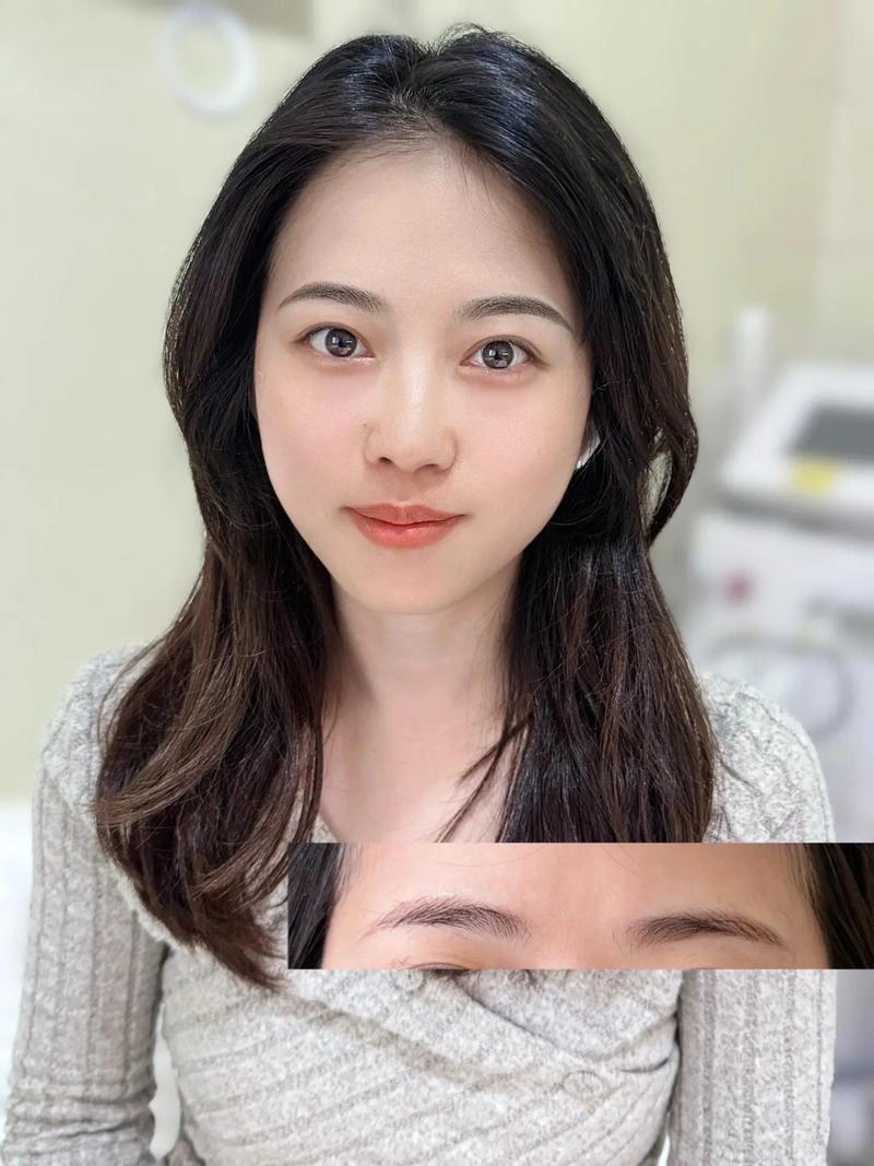 圆脸女性画眉前后对比效果图