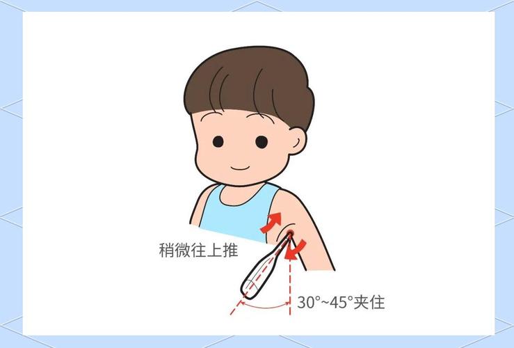 宝宝腋下电子体温计测量方法示意图