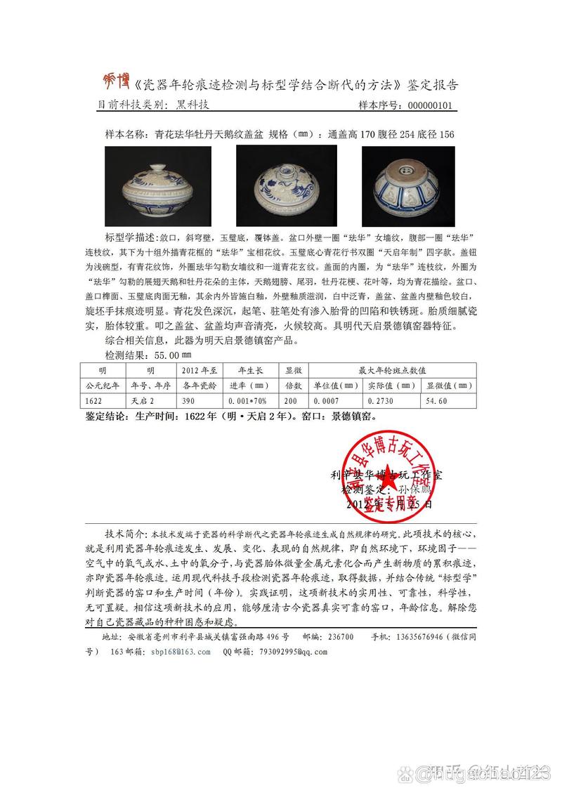 文物局窗口工作人员给市民看瓷瓶鉴定单