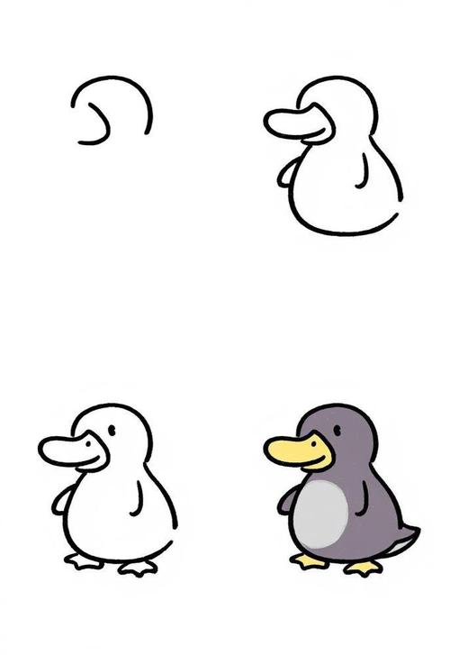 小学生手绘歪歪扭扭鸭嘴兽作业图