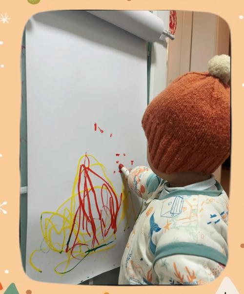 儿童在白纸上自由涂鸦的特写