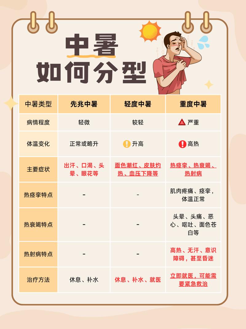 夏季中暑初期症状对照表