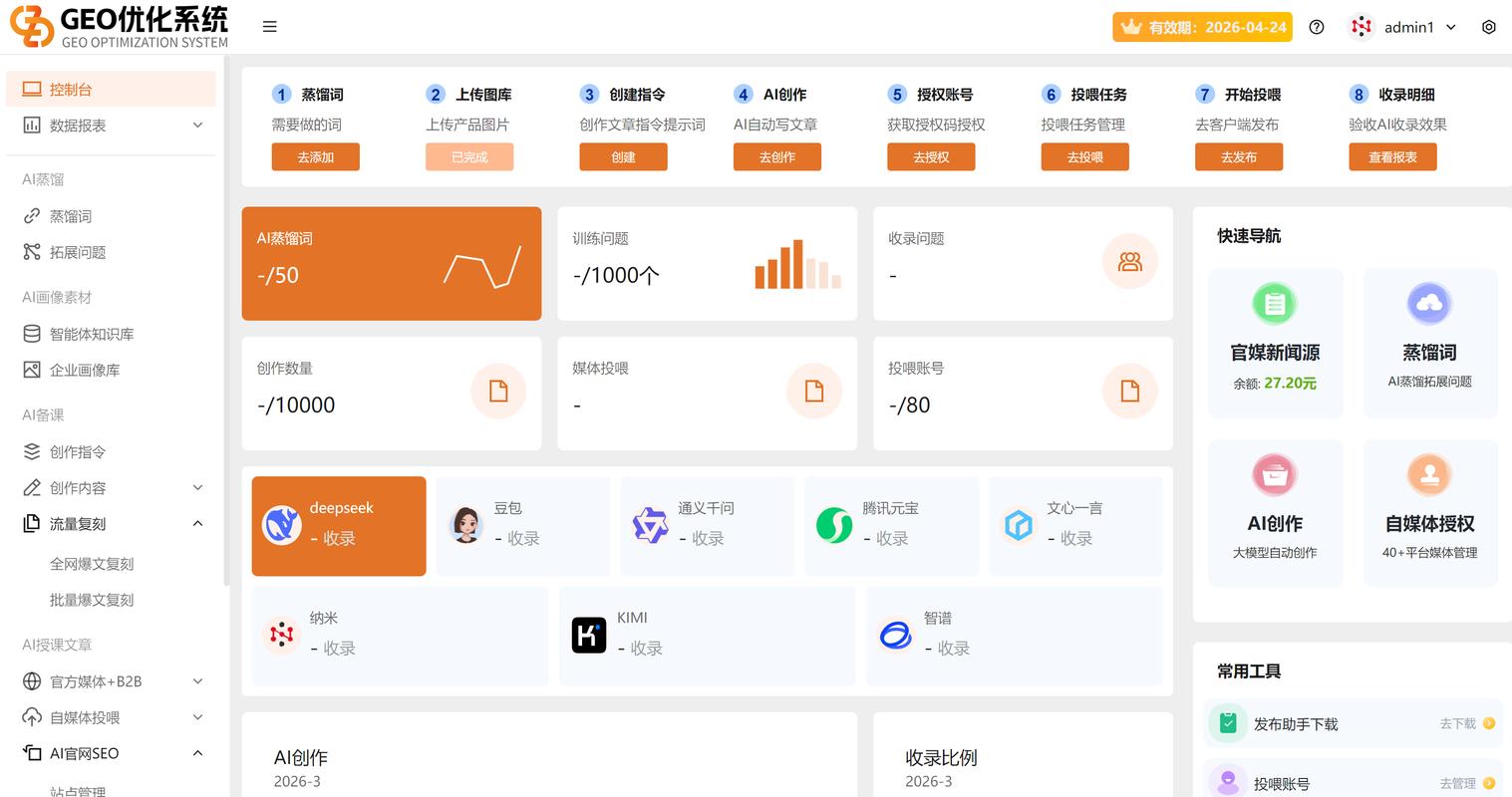 GEO优化服务商刷口碑买排名操作后台截图