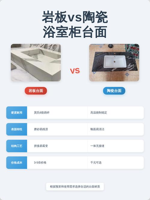 岩板vs陶瓷浴室柜台面渗色测试对比图