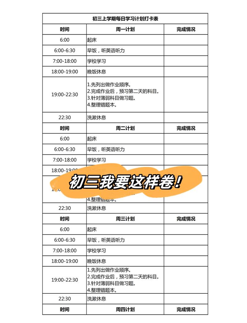 中学生错误能力提升路径时间分配表