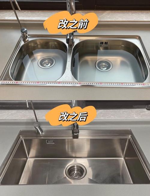 厨房大单槽台下盆安装效果 对比双槽