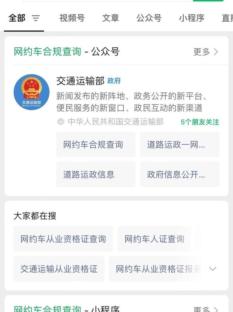 当地交通局网约车运输证查询页面