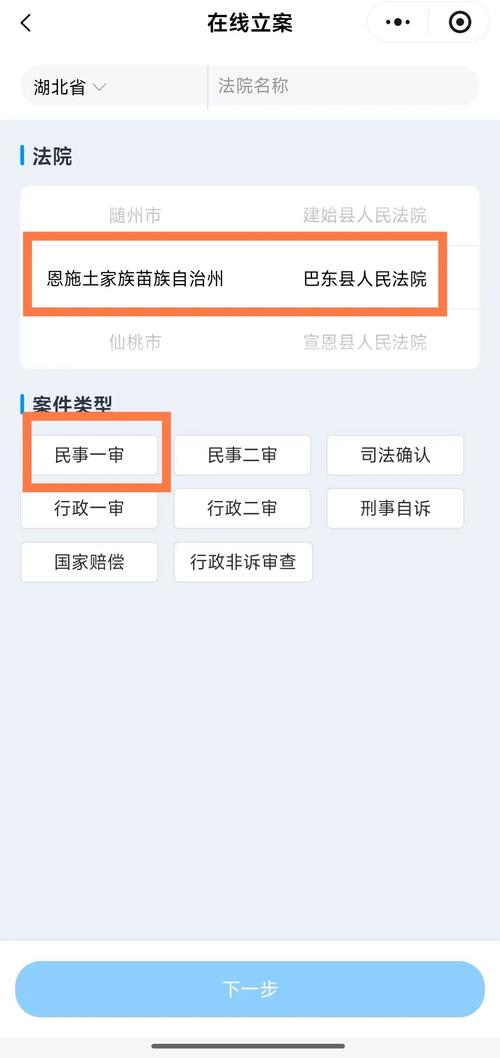 人民法院在线服务立案查询页面截图
