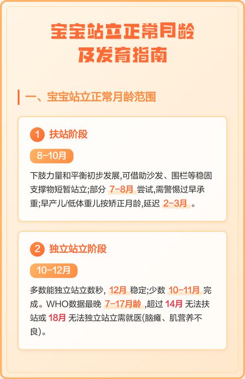 宝宝站立发育月龄参考表
