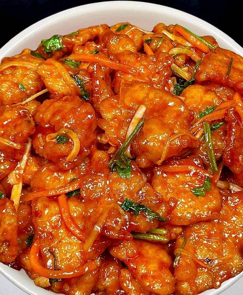 锅包肉糖醋汁拉丝特写