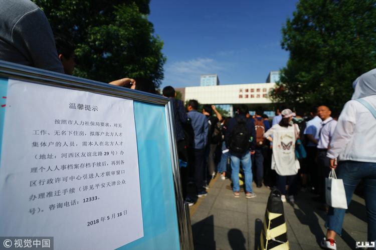 一线城市人才落户窗口年轻人排队场景