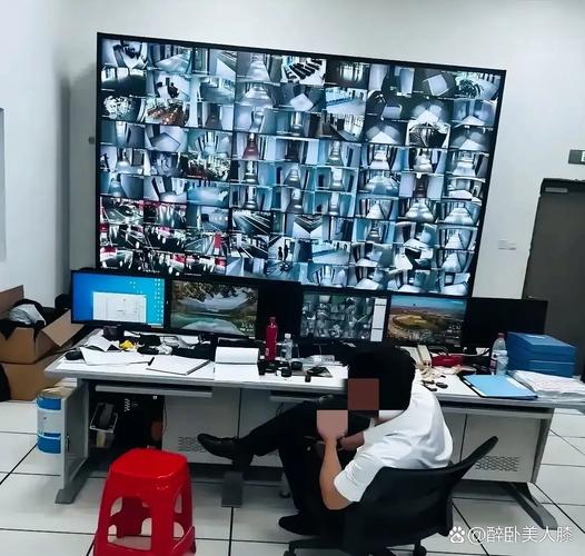 员工居家办公对着监控摄像头一脸疲惫的实拍图