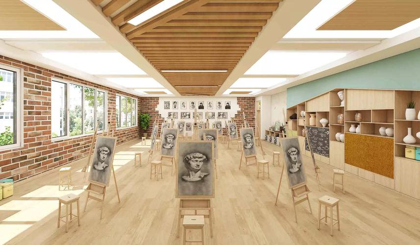 乡村小学改造临时画室场景