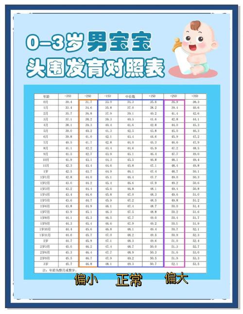 0-3岁宝宝头围发育标准对照表