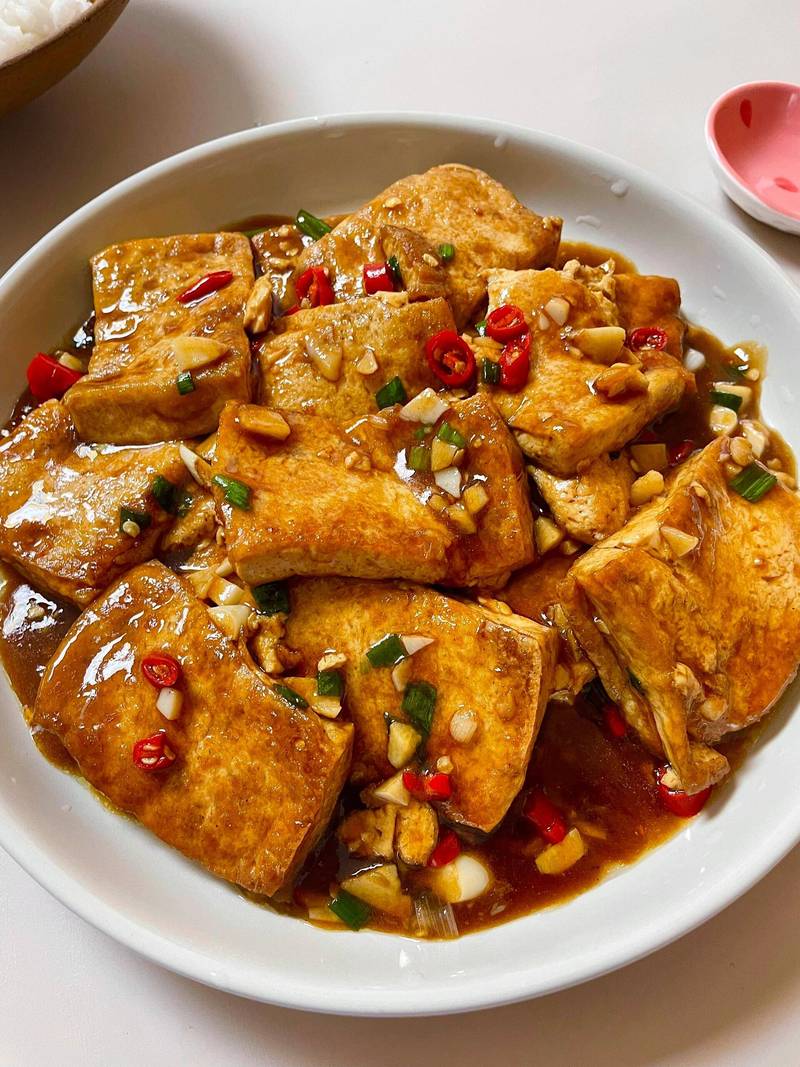 家常照烧香煎老豆腐成品图