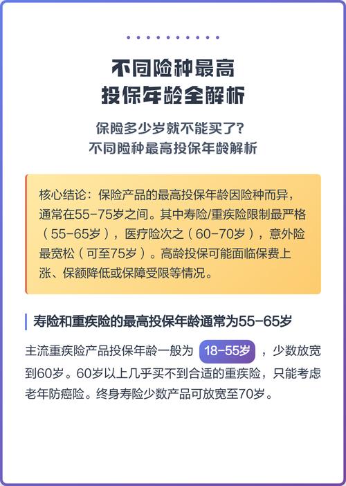 常见成人寿险最高投保年龄汇总表