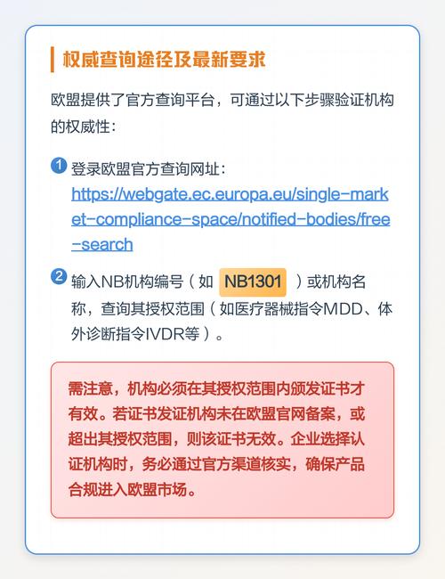 欧盟CE公告机构资质查询入口界面截图