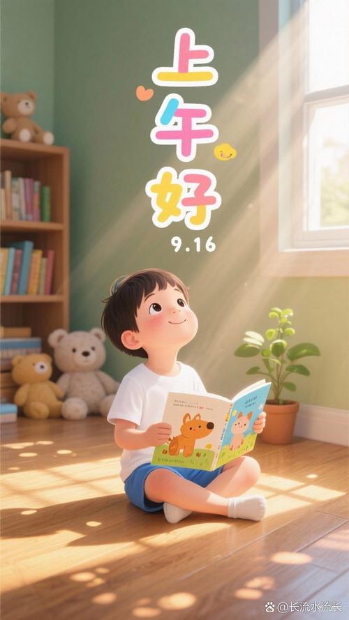 孩子在地板上翻看绘本特写笑容