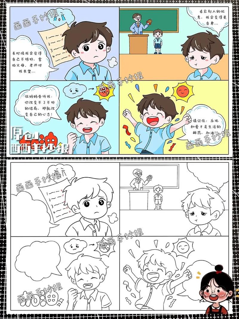 小学生心理课堂自信心培养消极小人活动手绘