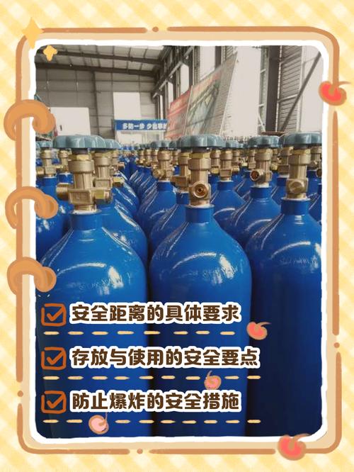 装修工地切割气体气瓶间隔距离与安全标识示意图