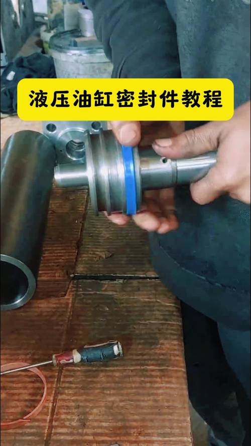 液压缸拆解后更换密封件的现场