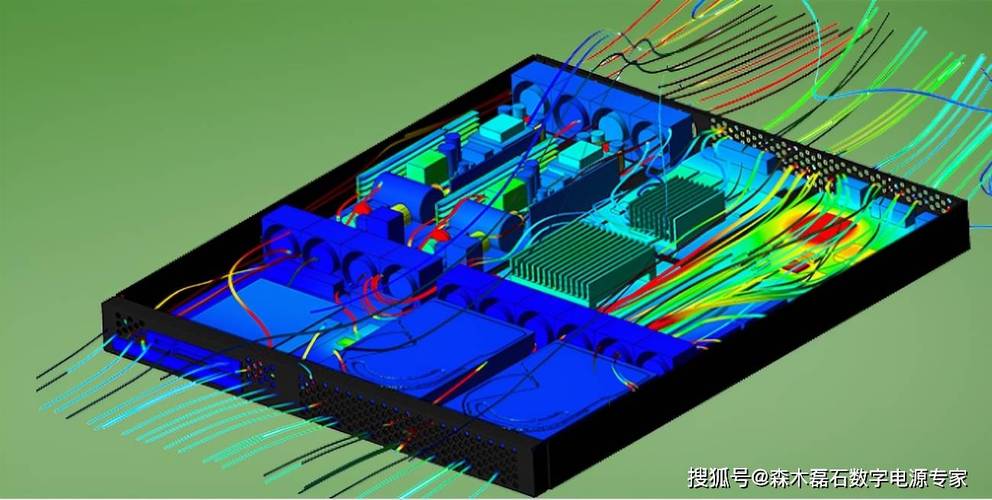 工业电源PCB热仿真温度云图