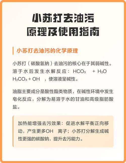 小苏打分解油污化学反应示意图