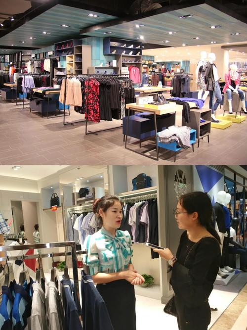线下商场购物顾客店员交际场景图