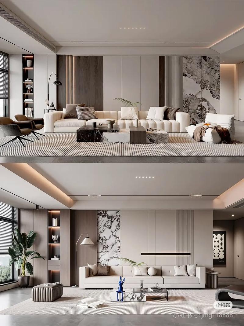 沙发背景墙现代轻奢设计实景