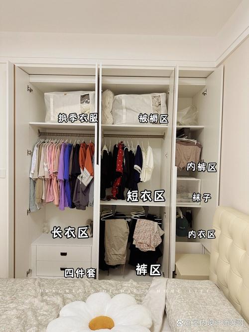 家用衣柜长短分区挂衣区实物图