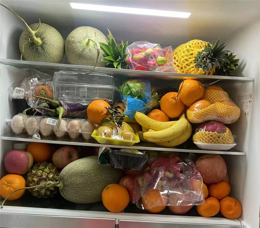 冰箱不同位置存放水果示意图