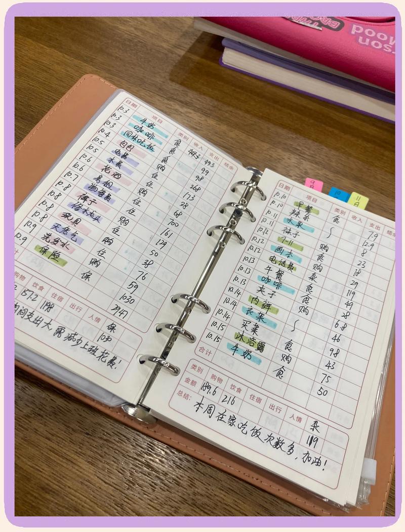 手写家庭记账本和计算器特写