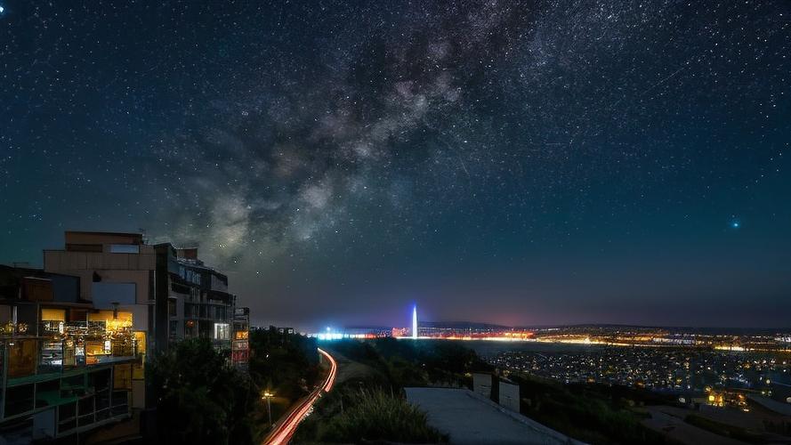 城市灯光稀少的郊外星空