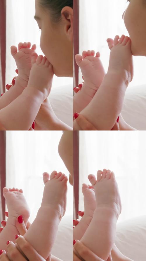 0-3个月宝宝光脚踩妈妈肚皮互动场景