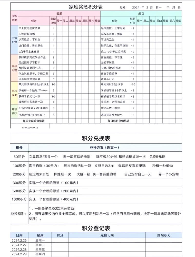 亲子手写的星星兑换奖励规则表实拍