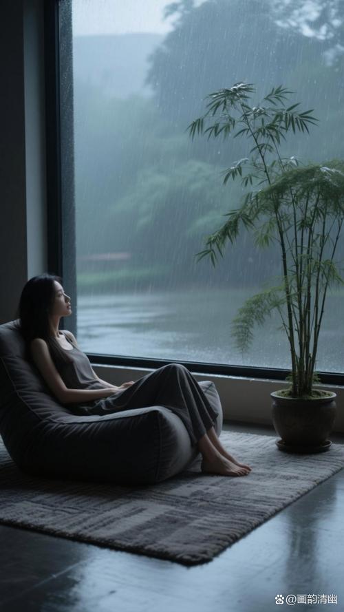 经期女生窗边发呆放松场景图