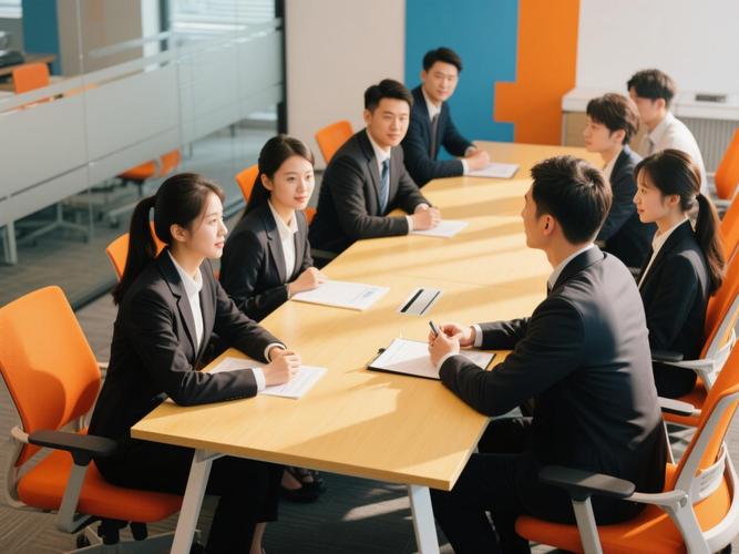 企业主管一对一沟通时对着KPI清单念、下属僵坐抠手的小型会议室场景