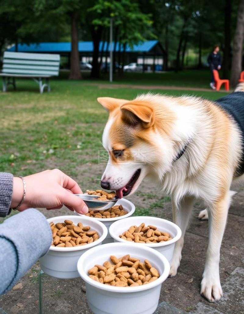 主人给训练中的狗狗喂零食的特写