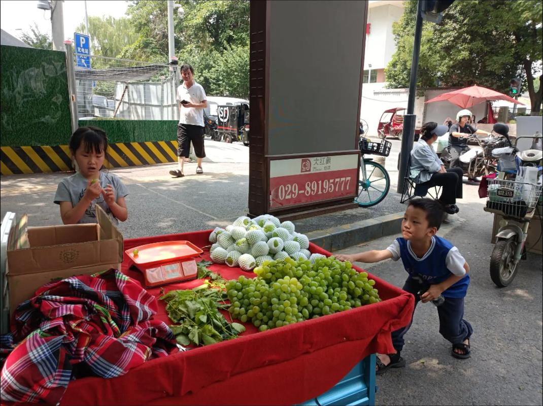 小区门口水果店孩子帮妈妈算总价场景