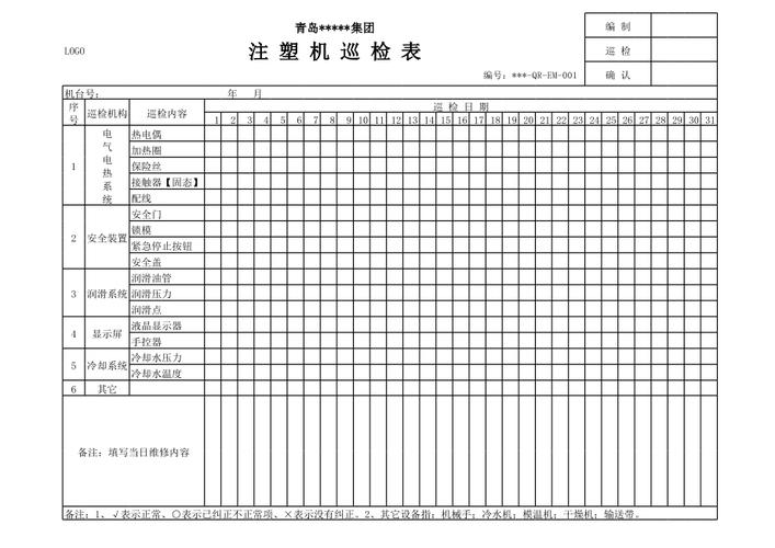 注塑机冷却水路压差巡检记录实拍图