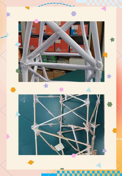 爸爸陪孩子在家用纸盒制作塔吊模型