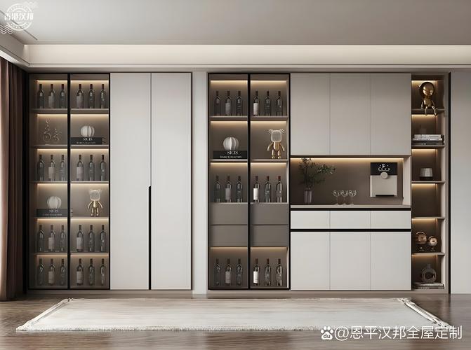 开放式酒柜隐藏灯带效果实景