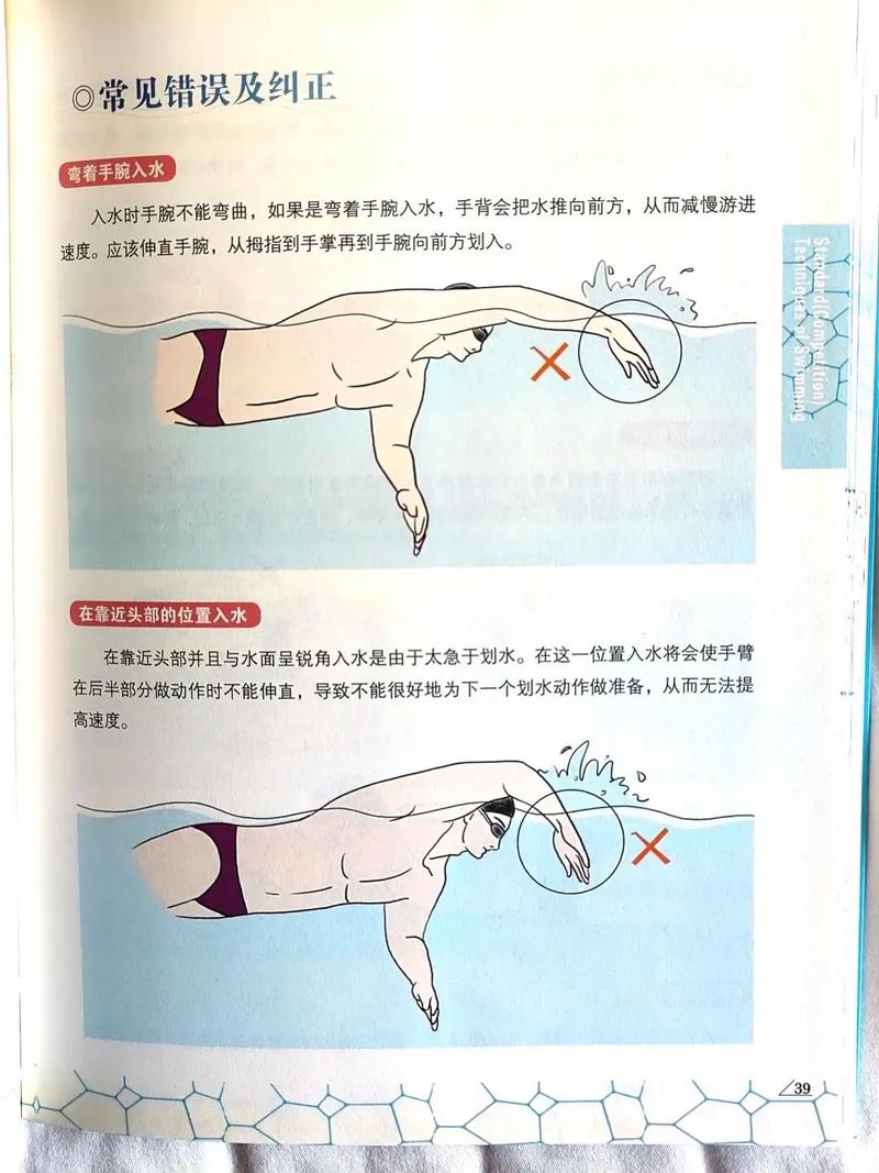 自由泳呼吸节奏错误导致下沉的示意图