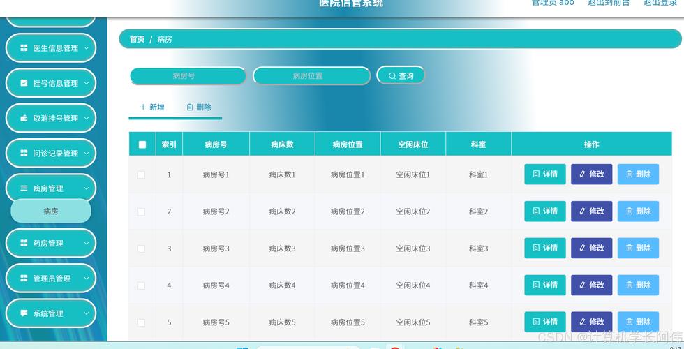 智慧医疗非临床模块医院后台管理系统界面