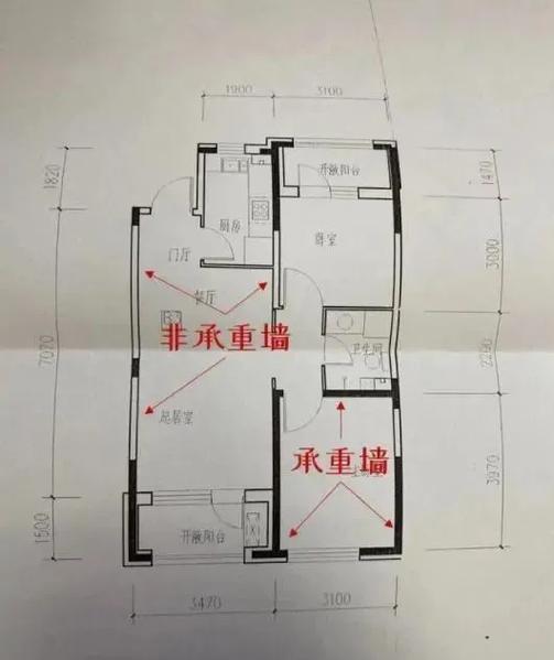 家装墙体拆除承重墙识别示意图